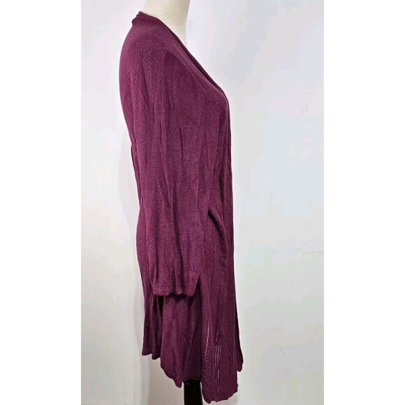 Torrid Slub Knit Women's Sz 3 Cardigan Drape Front Hi-Low Lightweight Purple - Picture 2 of 9